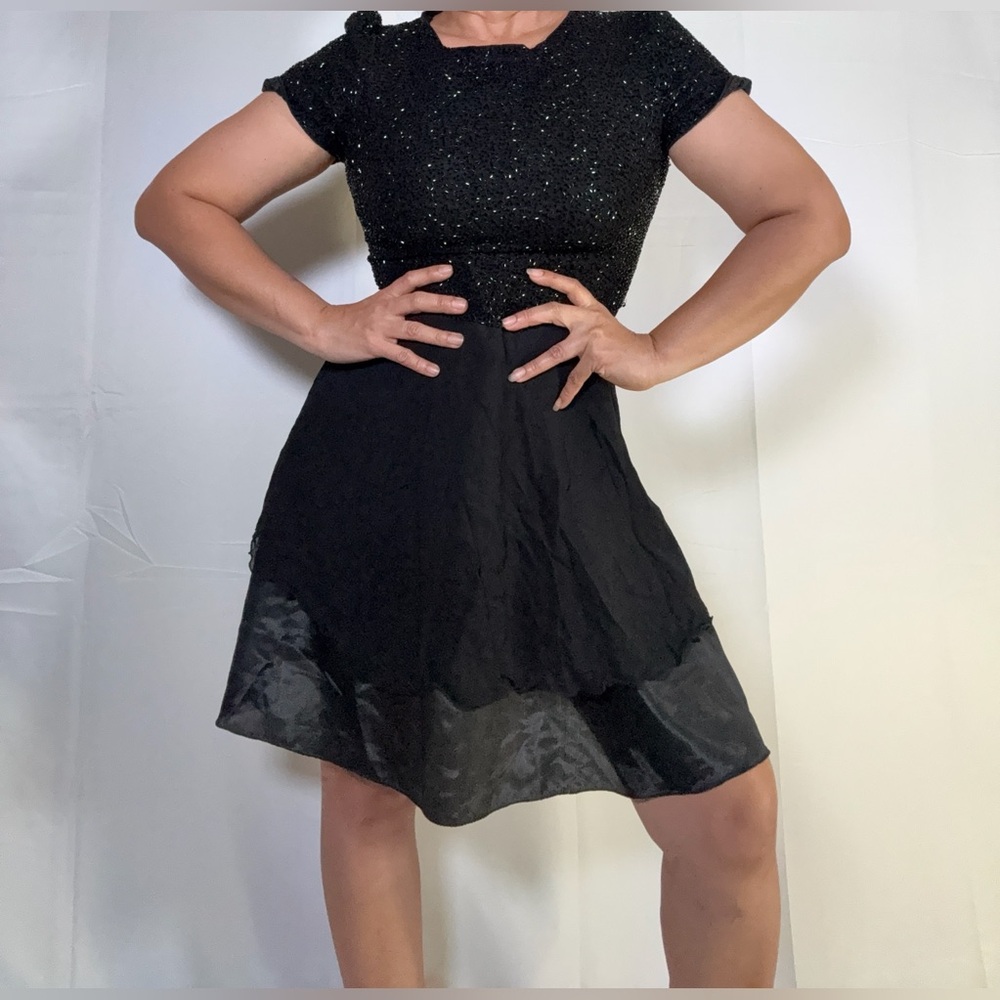 Papell Boutique Black Sparkle Mini Dress - Picture 8 of 11